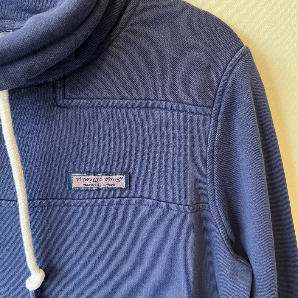 Vineyard Vines Pullover sweatshirt Cowl neck XS Blue Thumb holes Womens Comfy - Picture 4 of 9